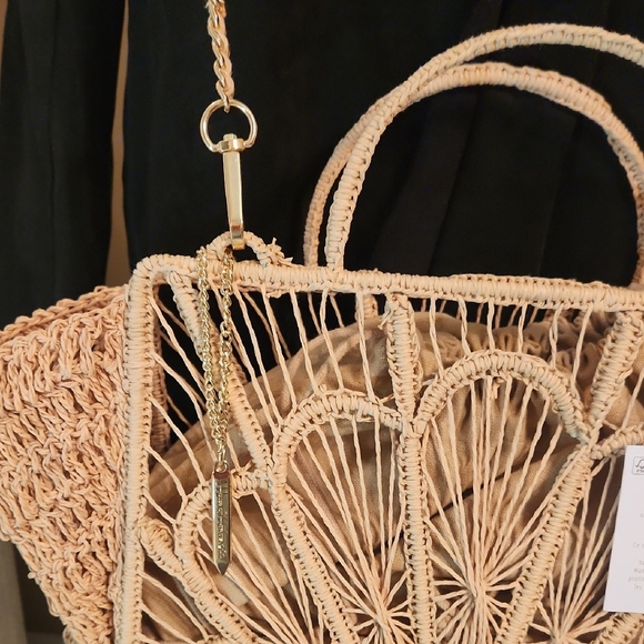 House of Harlow 1960 Intricate Woven Tote in Natural Beige - Picture 7 of 17